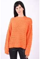 Women Sweater Pieces Pcjess O-Neck Mandarin Orange